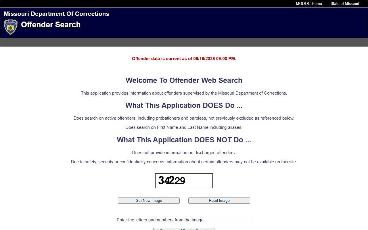 Shelby County inmate search Missouri DOC offender search screen