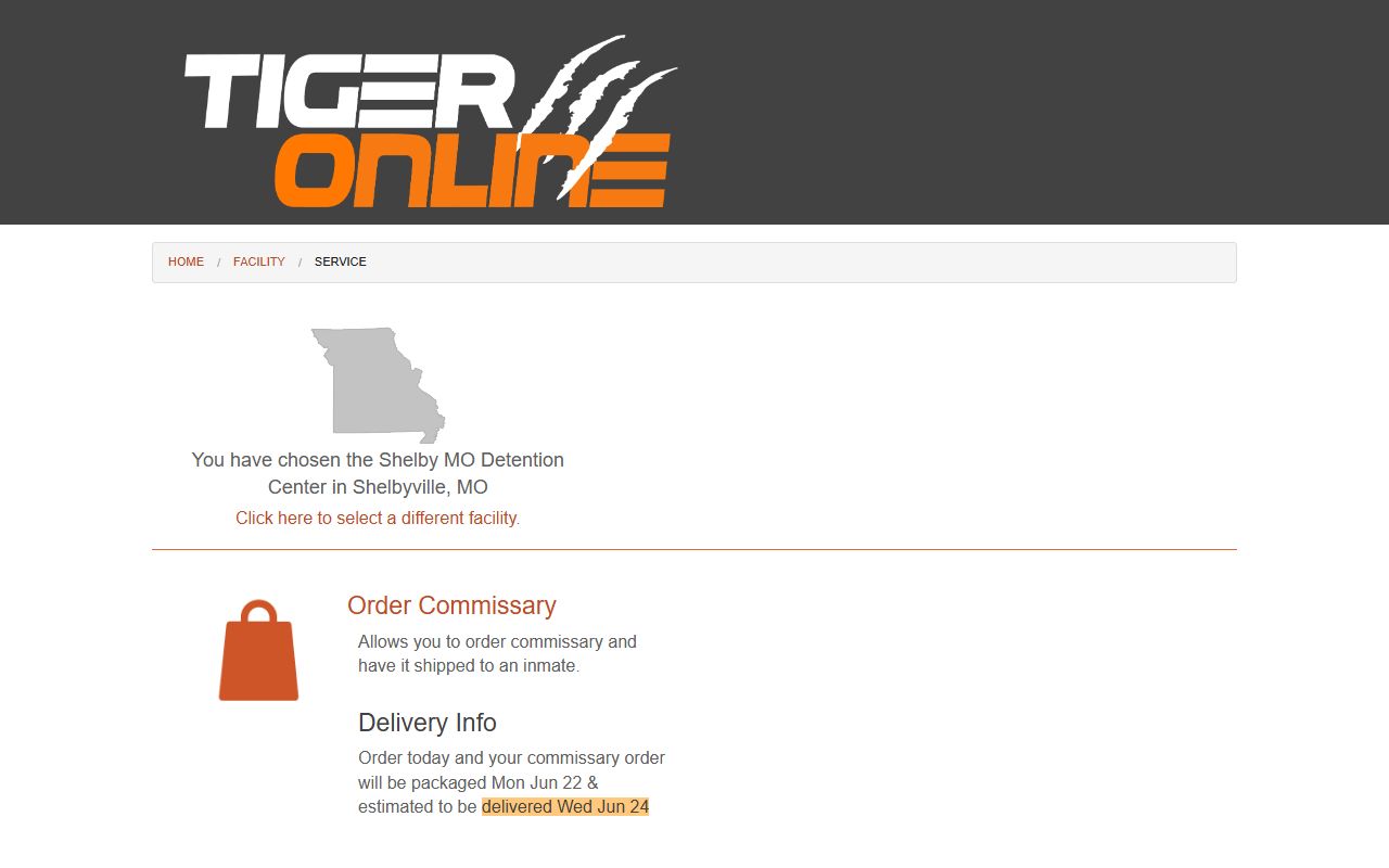 Shelby County inmate population Tiger Commissary Shelby MO Detention Center page